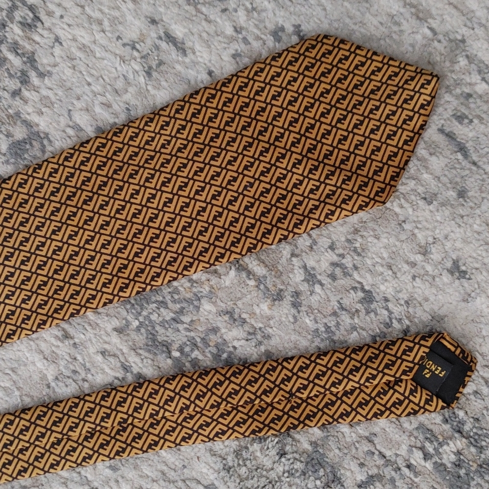FENDI Monogram vintage Silk men's tie Zucca